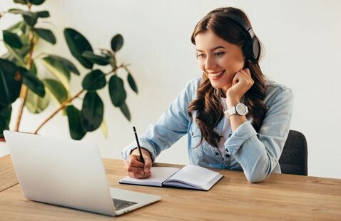 An individual taking part in webinar
