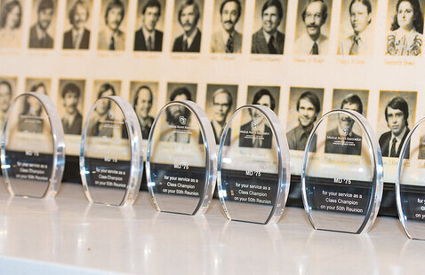 Class photos and glass awards