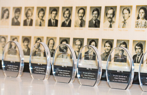 Class photos and glass awards