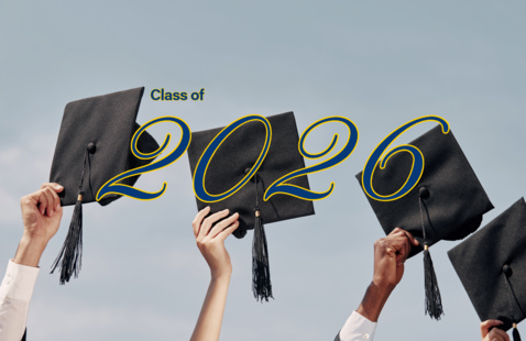 students holding their graduation caps caption reads class of 2026