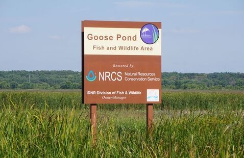 Goose Pond Fish & Wildlife Area sign