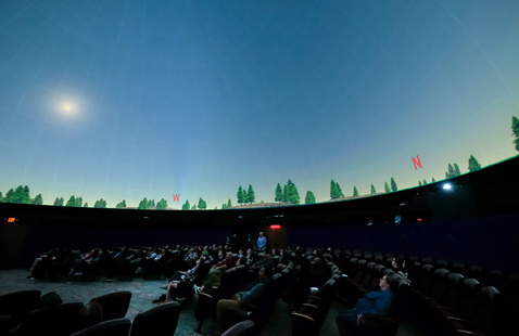The daytime sky projected on the Morehead Planetarium dome.