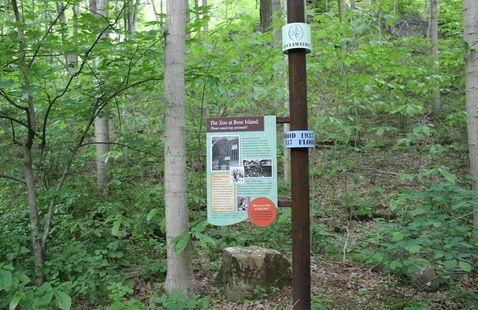 Interpretive sign on Rose Island Trail