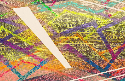 Multi-colored lines in unique pattern