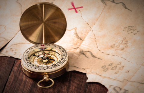 compass and treasure map