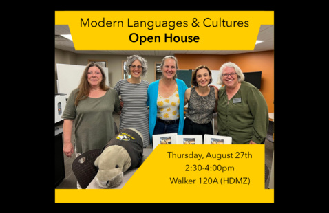 Language faculty Laurie Corbin, Estela Mira Barreda, Stephanie Rowe, Leyre Alegre FIguero, and advisor Maria Bergstrom.