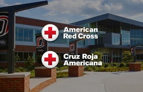 blood drive with american red cross logos