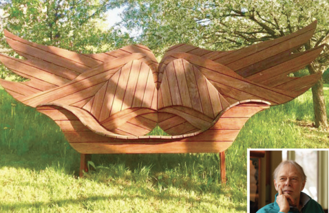 Photo of Ted Montgomery with Sculptural Bench