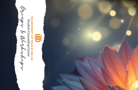 image featuring a glowing flower against a dark blue background with soft golden lights. The image has a calm, reflective atmosphere and evokes themes of hope, healing, and inner strength