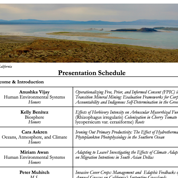 Image of Earth Systems Honors & Masters Thesis Symposium