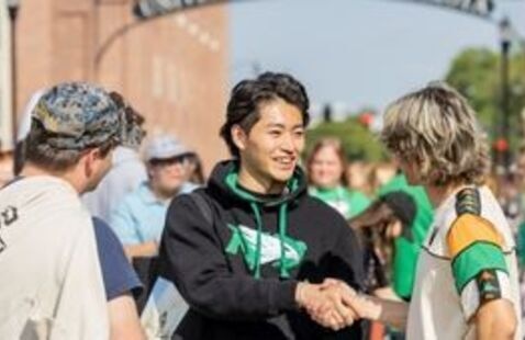 Group of students meeting outside