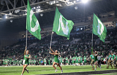 UND Flags on football field