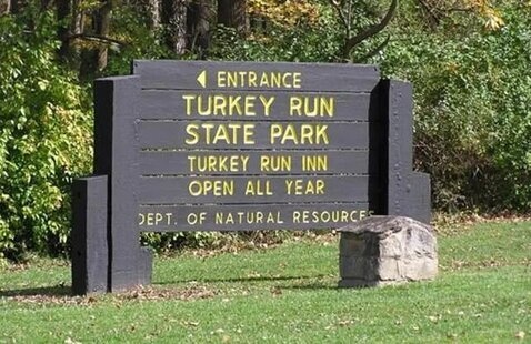 Turkey Run State Park entrance sign