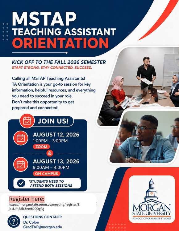 Aug 12, 2026: MSTAP Teaching Assistant Fall 2026 Orientation at Morgan Business Center thumbnail image