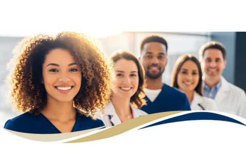 happy, diverse medical professionals