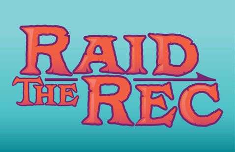 Raid The Rec in orange words underwater