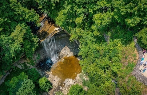 aerial of waterfall