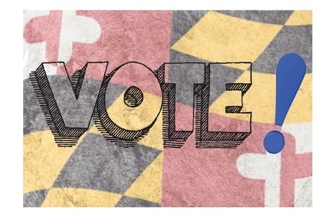 Vote text over the Maryland flag