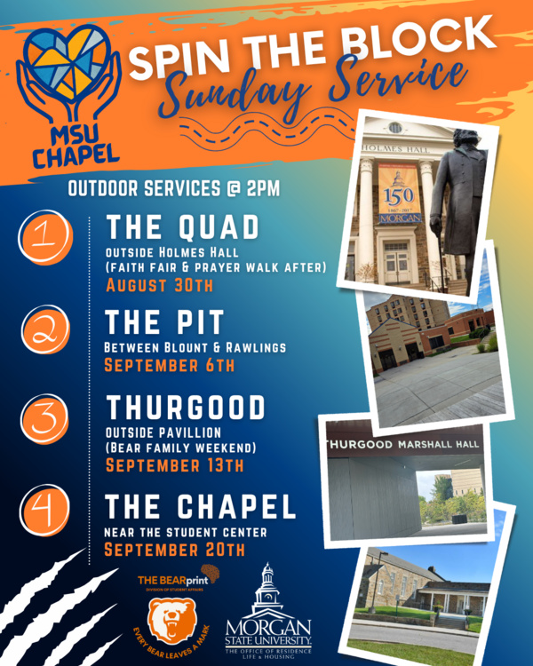 Sep 13, 2026: Spin the Block- MSU Chapel at Thurgood Marshall Hall thumbnail image