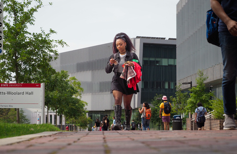 A student going to class.