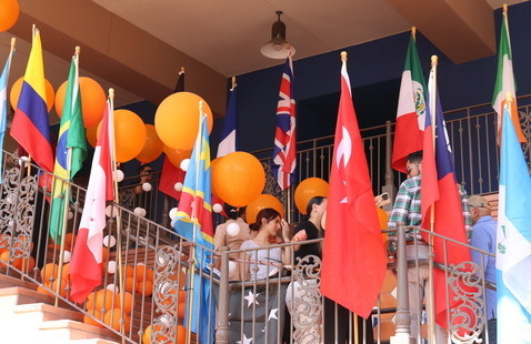 International flags displayed
