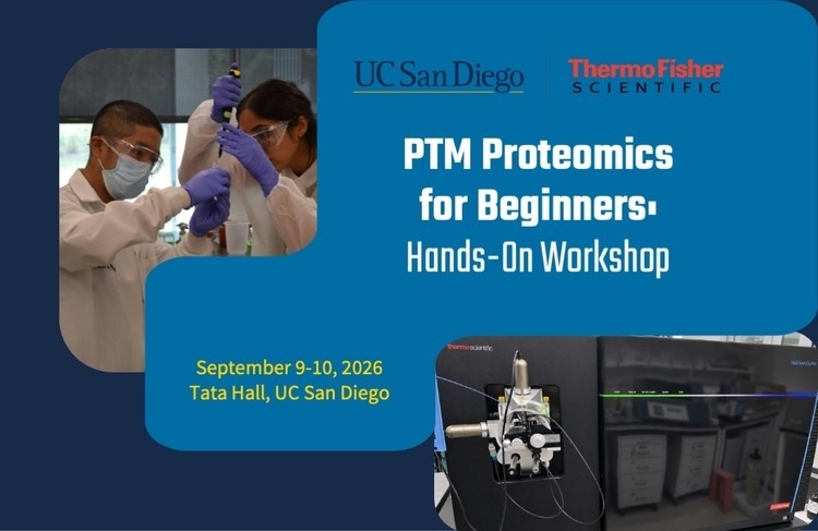 Event banner image with two scientists pipetting liquid and a mass spectrometer