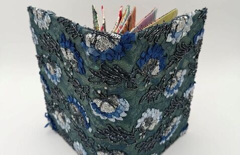 Suzanne Coley's handmade textile book for Shakespeare Sonnet 116.