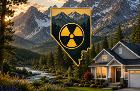 Nevada, House, Mountains, Radon Symbol