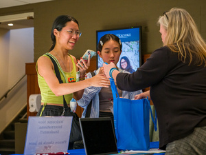 First year international students arrive at campus check-in.