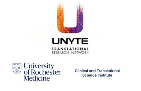 UNYTE Translational Research Network logo, University of Rochester Medicine logo, and Clinical and Translational Science Insitute name