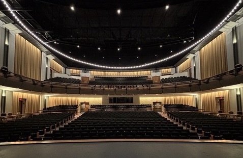 Lazzara Performance Hall with upgraded architectural lighting.
