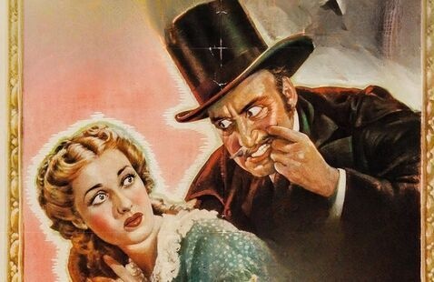 Villian leering at woman