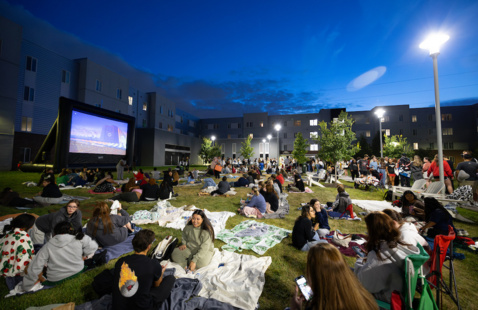 Students at Glo Movie Night