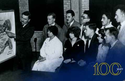 George W. Corner lectures to an anatomy class, 1926.