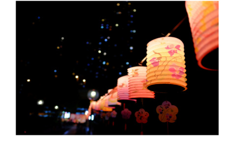 Image of Mid-Autumn Festival: Blooming Flowers and Full Moon