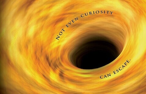 matter spiraling into a black hole graphic