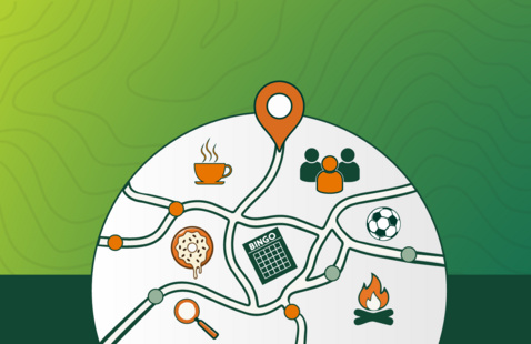 Find Your Place in ECS-Welcome Week 2026 The Jonsson School icons with magnifying glass, coffee, campfire, soccer ball, donut, bingo card