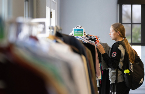 Student shopping the Career Closet