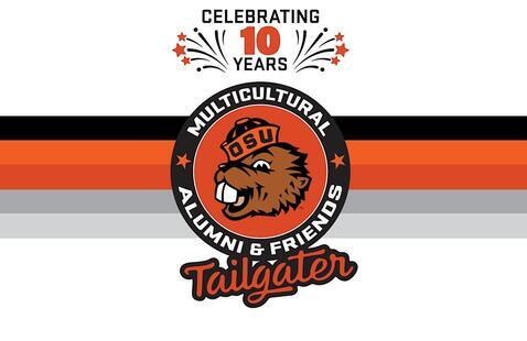 Beaver logo with text that says "Celebrating 10 years Multicultural Alumni & Friends Tailgater."