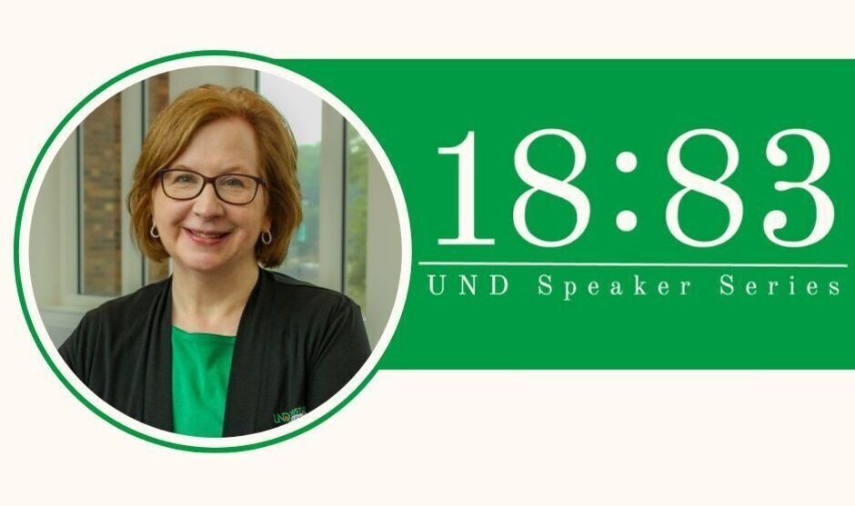 Kathy Lund photo with 18:83 Speaker Series logo