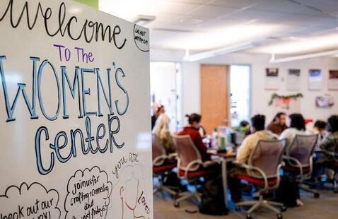 A sign welcoming people to the Women's Center.