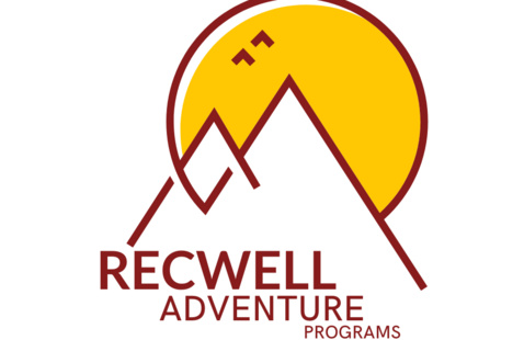 Text "Recwell Adventure Programs" with illustration of mountain and sun