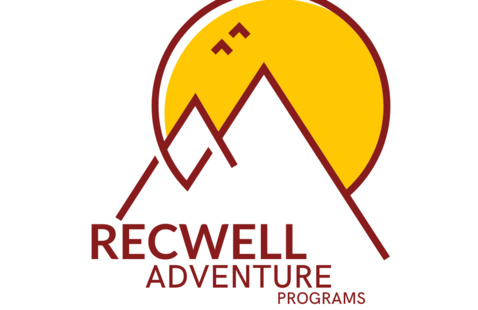 Text "Recwell Adventure Programs" with illustration of mountain and sun