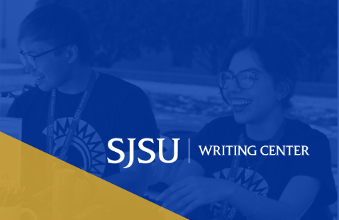Two team members with logo overlay in blue and yellow
