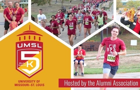 UMSL 5K Logo with photos of runners