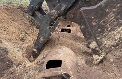 Old septic tank being removed