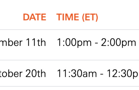 dates of the program