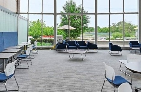 chairs and tables at the Fitzgerald Family Student Lounge