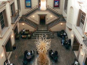 A top view into the Williston Library Atrium.