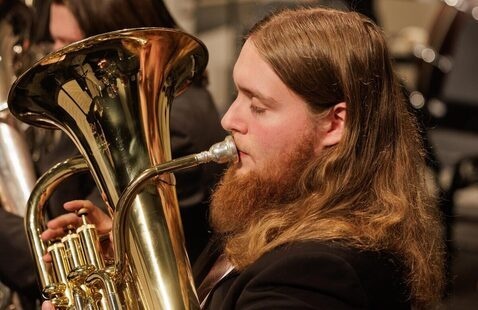 Student performs during LR Wind Ensemble and Wind Symphony concert